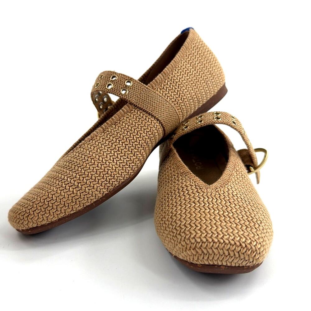 Rothy's The Max Buckle Mary Jane Tan Woven Size 8 - Picture 12 of 14
